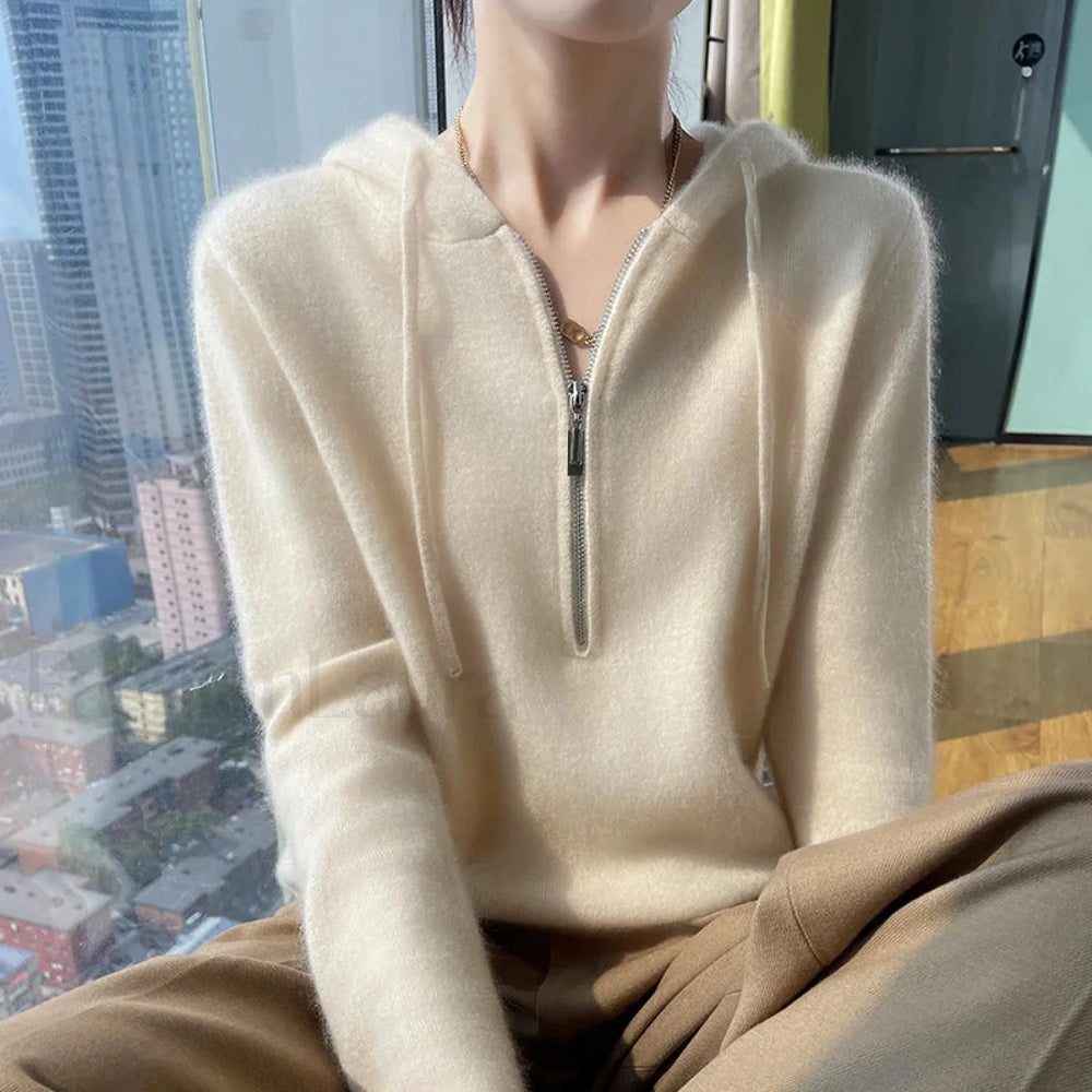 Women Merino Wool Pullover Autumn Long Sleeve Cashmere Knitted Hoodie Clothes Sweater Sweaters L