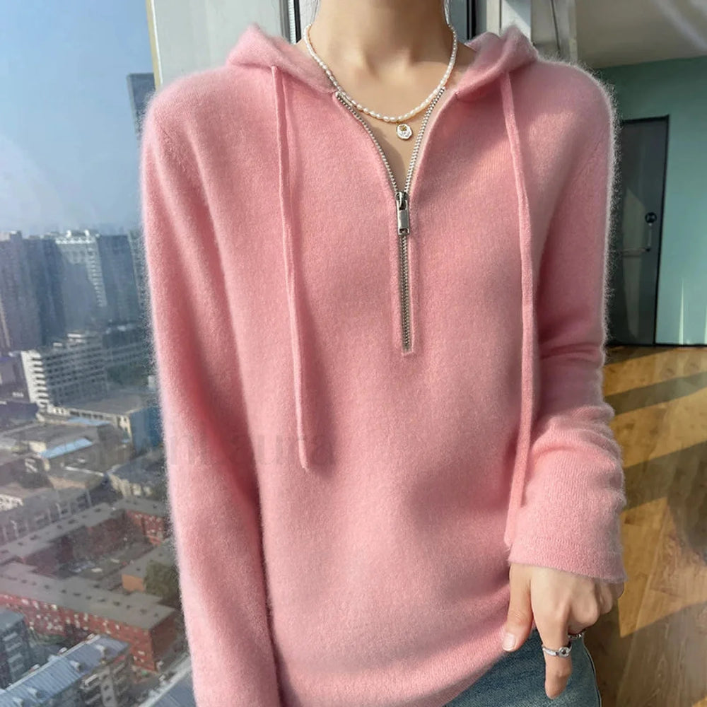 Women Merino Wool Pullover Autumn Long Sleeve Cashmere Knitted Hoodie Clothes Sweater Sweaters L
