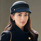 Women’s Autumn Winter British Retro Fashionable Short Brimmed Hat Black / One Size