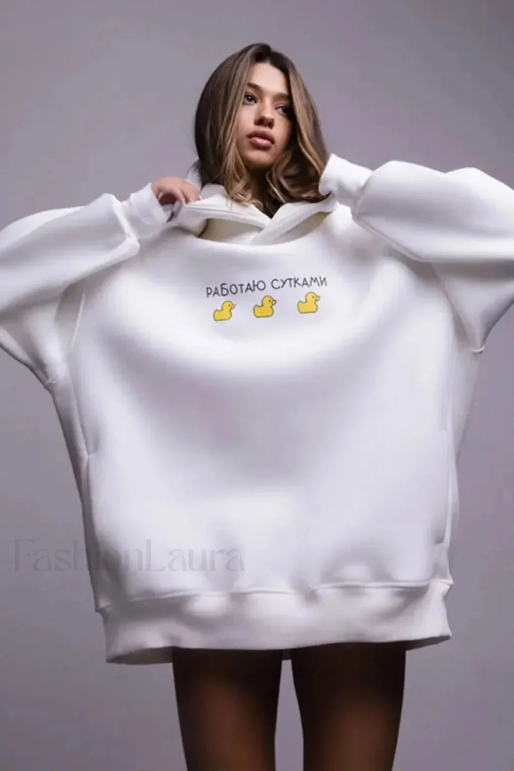 Women’s Casual Loose Fit Duck Print Hoodie Secondary image