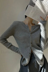 Women’s Casual Solid Round Neck Cardigan