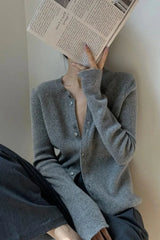 Women’s Casual Solid Round Neck Cardigan