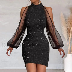 Women’s Cocktail Glitter Sparkly Sequin Spaghetti Strap Nightclub Formal Evening Prom Dress