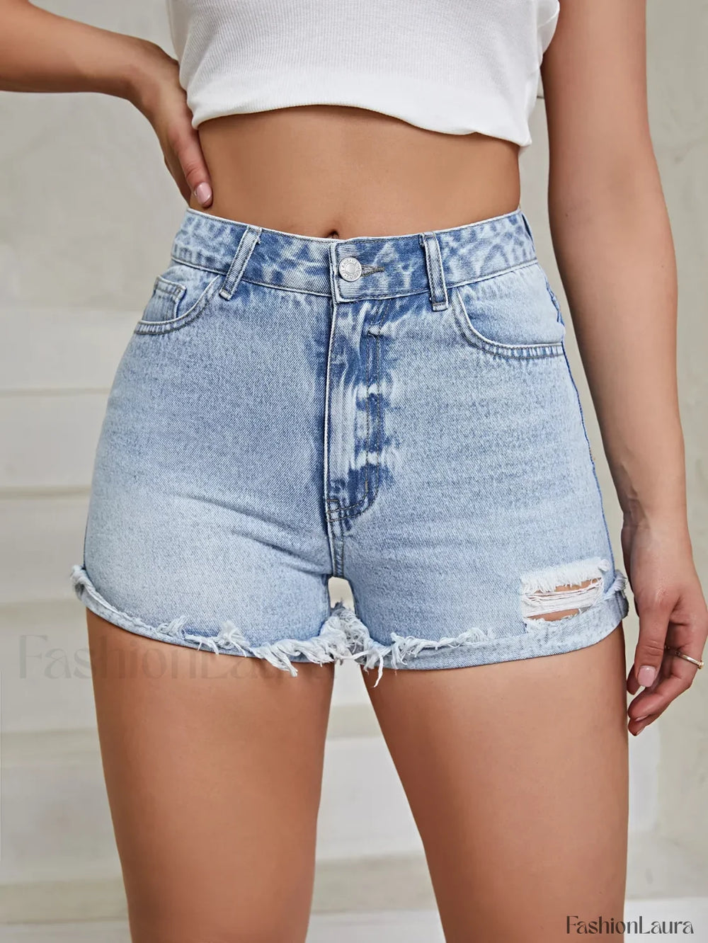 Women’s Ripped Distressed Skinny Denim Shorts