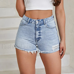 Women’s Ripped Distressed Skinny Denim Shorts Blue / XS