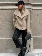 Women’s Wide Lapel Faux wool Blend Coat Overcoats