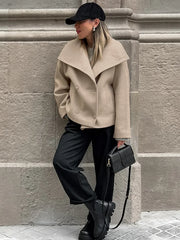 Women’s Wide Lapel Faux wool Blend Coat Overcoats