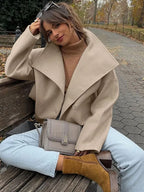 Women’s Wide Lapel Faux wool Blend Coat Overcoats