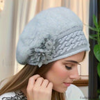 Women’s Winter New Korean Edition Warm Solid Beret Rabbit Hair Hat GRAY / 55 58cm