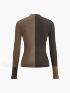 Wool Blend Two Tone Skinny Knit Top Knit Tops