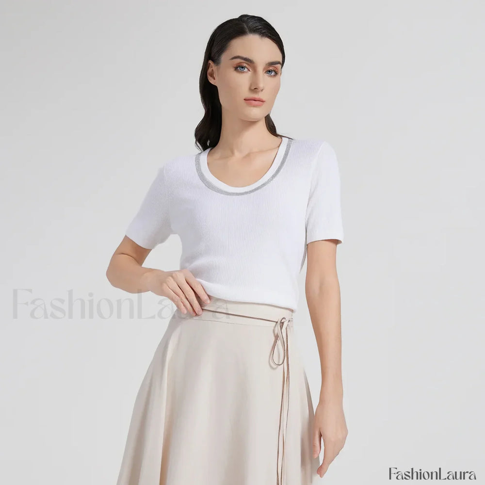 Wool Silk Vest Summer Casual T Shirt