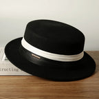 Woolen Top French Ladies Retro Big Brimmed English Style Hat Black / One Size