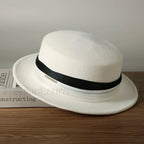 Woolen Top French Ladies Retro Big Brimmed English Style Hat WHITE / One Size