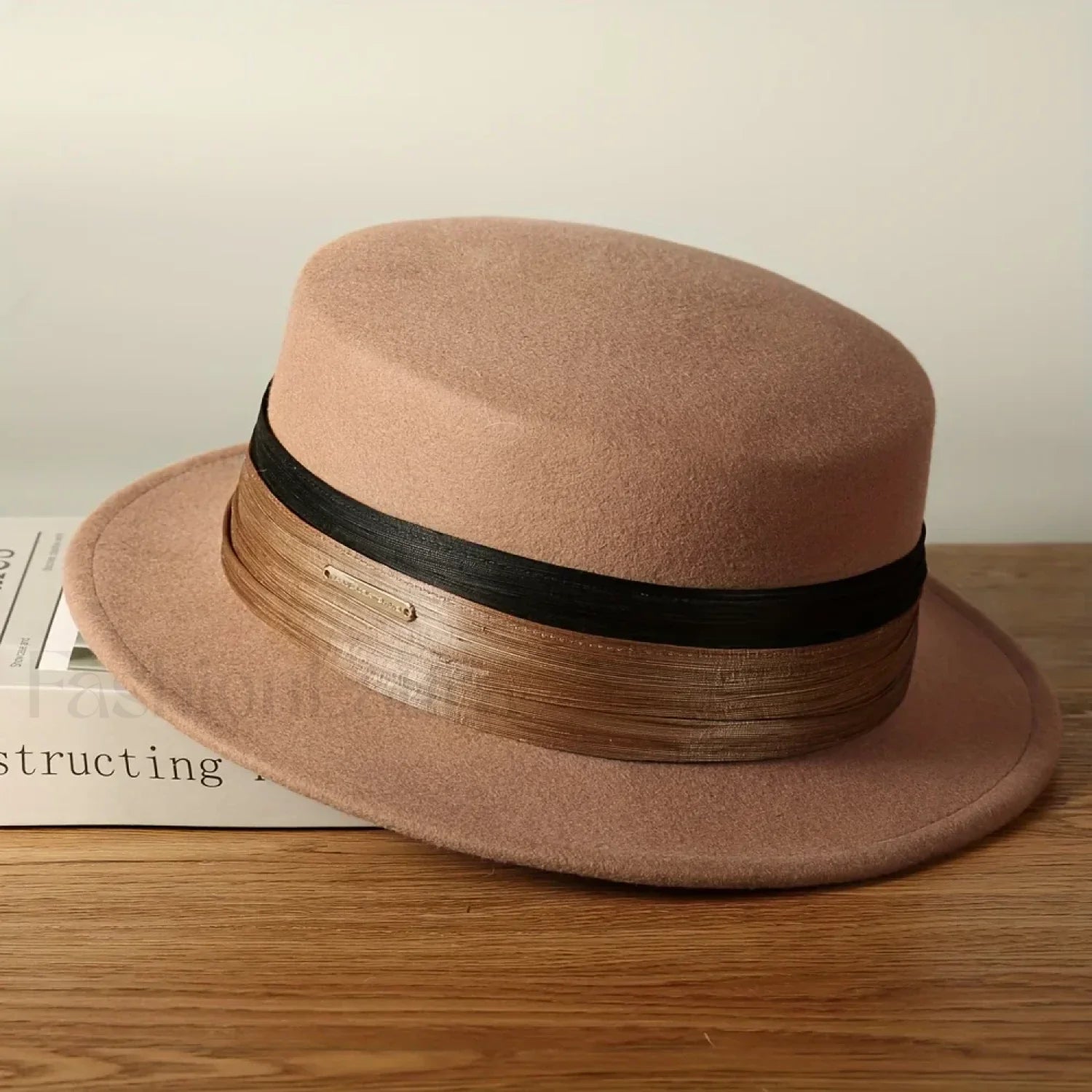 Woolen Top French Ladies Retro Big Brimmed English Style Hat Khaki / One Size