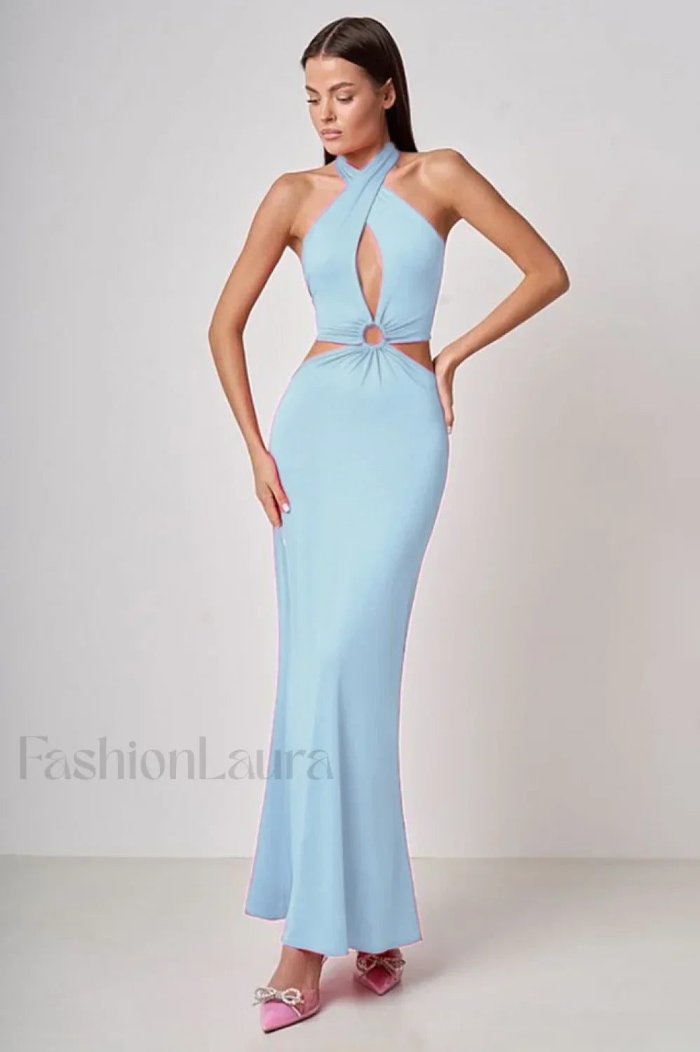 Wrap Front Cutout Charming Backless Maxi Dress Secondary image