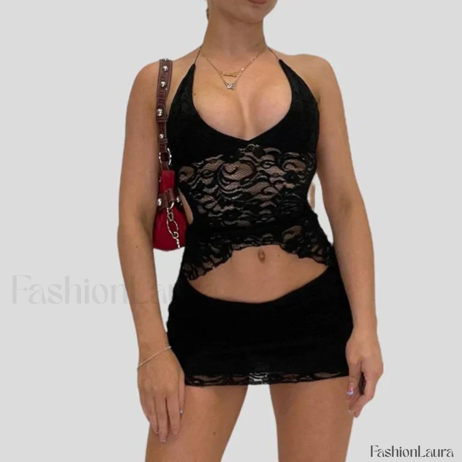 Wrap Halter Pencil Skirt Two Piece Set