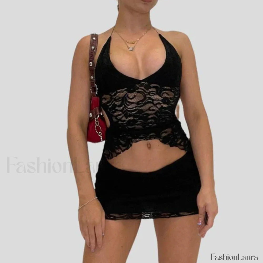Wrap Halter Pencil Skirt Two Piece Set