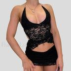Wrap Halter Pencil Skirt Two Piece Set