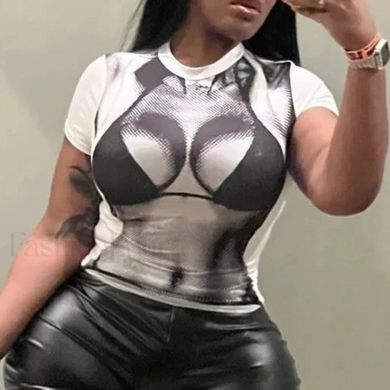 Y2K 3D Printed Sexy Crop T Shirt WHITE / S Main image