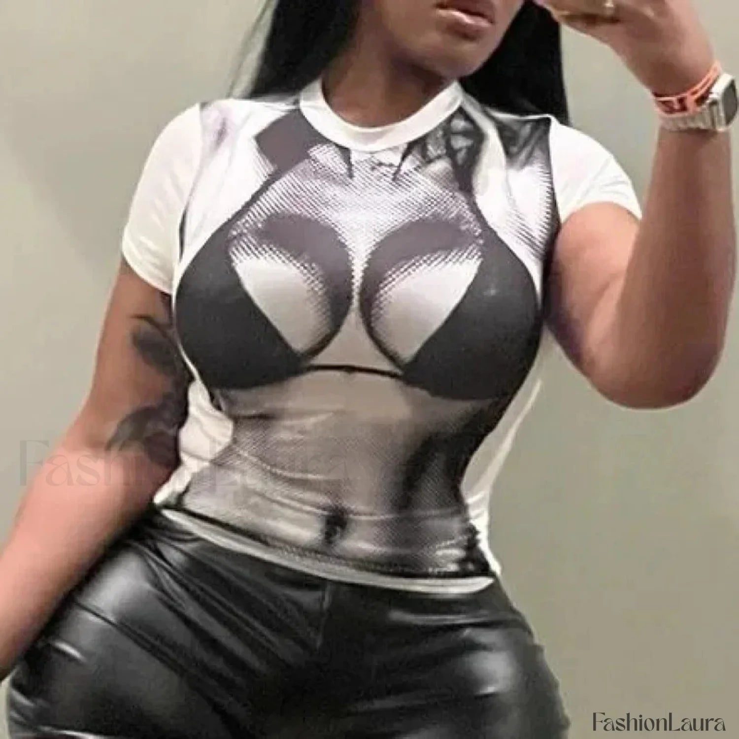 Y2K 3D Printed Sexy Crop T Shirt WHITE / S