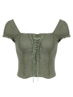Square Collar Fairycore Balletcore Chic Short Sleeve Tee
