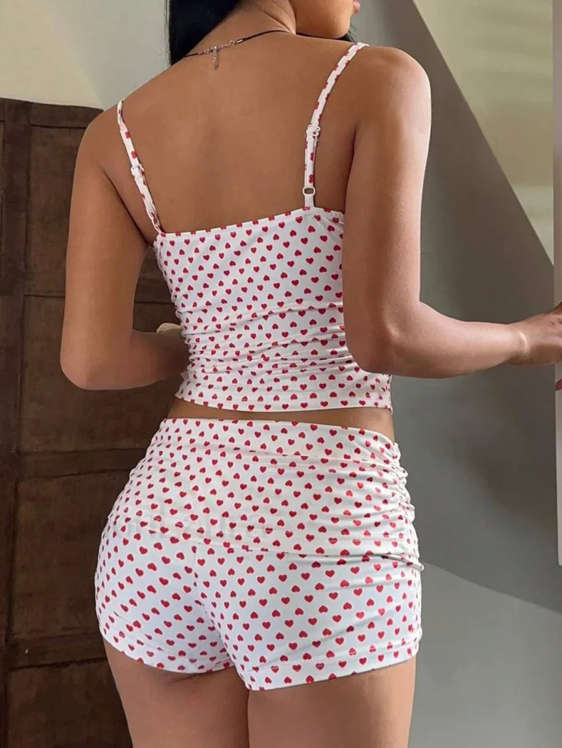 Y2K Boy Shorts Button Crop Top Two Piece Set
