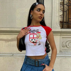 Y2K Bratz Cartoon Print Baby Tee