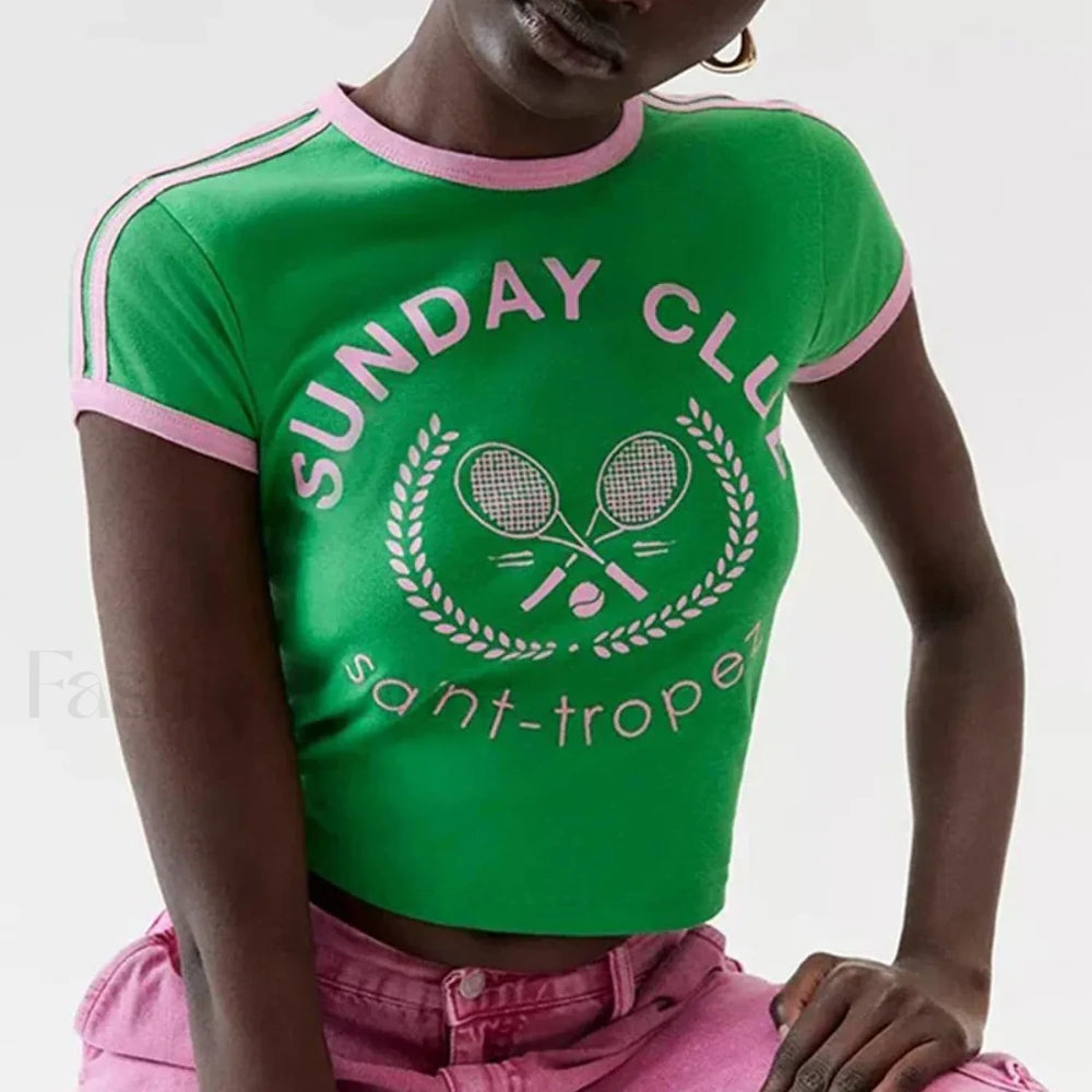 Y2K Clothing 90s Grunge Letter Aesthetic T Shirt Green / S