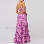 Y2K Floral Bodycon Spaghetti Maxi Dress