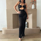 Y2K Floral Print Hollow Out Spaghetti Strap Floral Dress