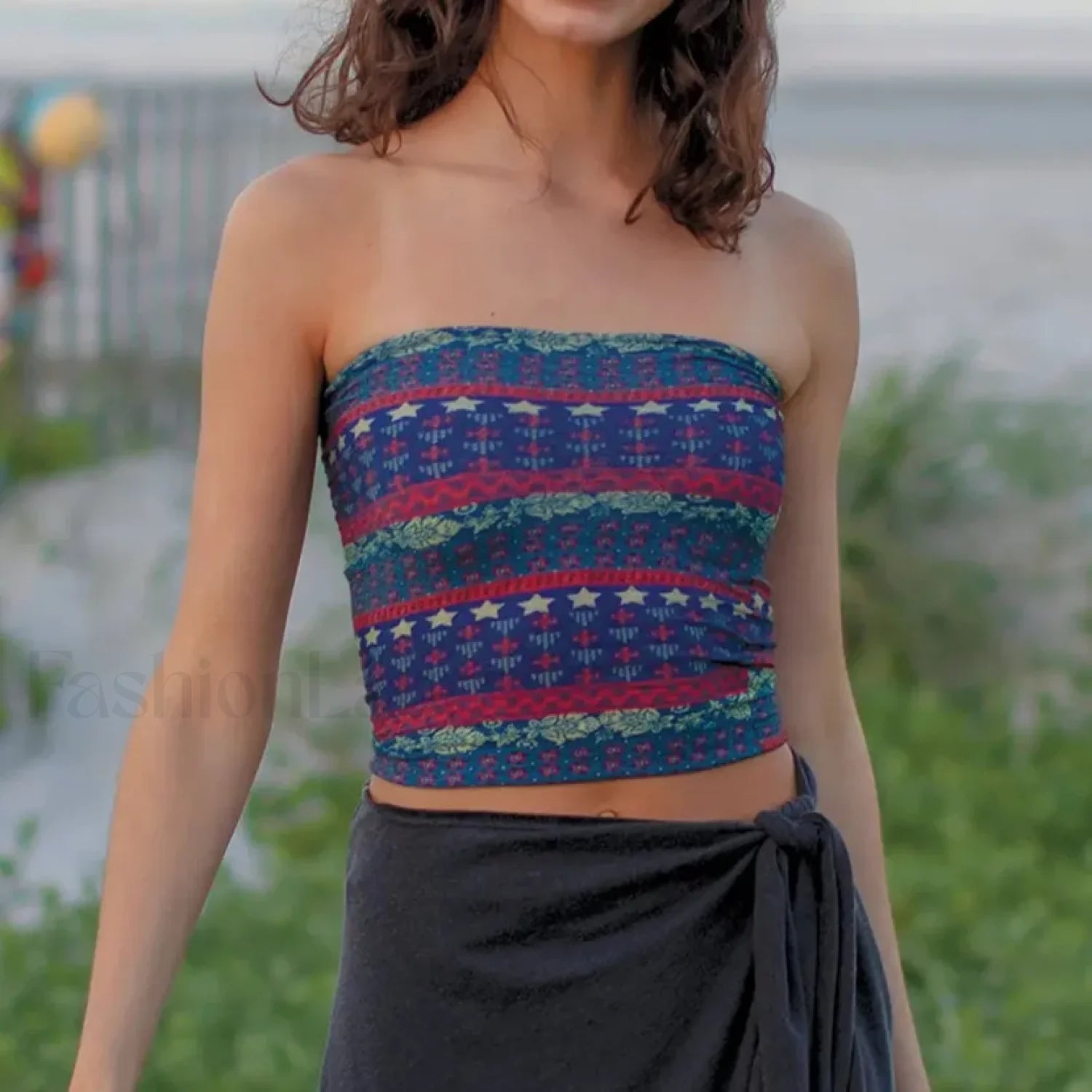 Y2K Floral Strapless Tube Top Vintage Aesthetic Crop Top color2 / S