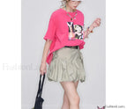 Y2K Gray Pleated Bowknot Skirt