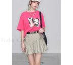 Y2K Gray Pleated Bowknot Skirt