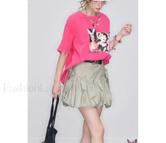 Y2K Gray Pleated Bowknot Skirt