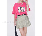 Y2K Gray Pleated Bowknot Skirt Grey / S