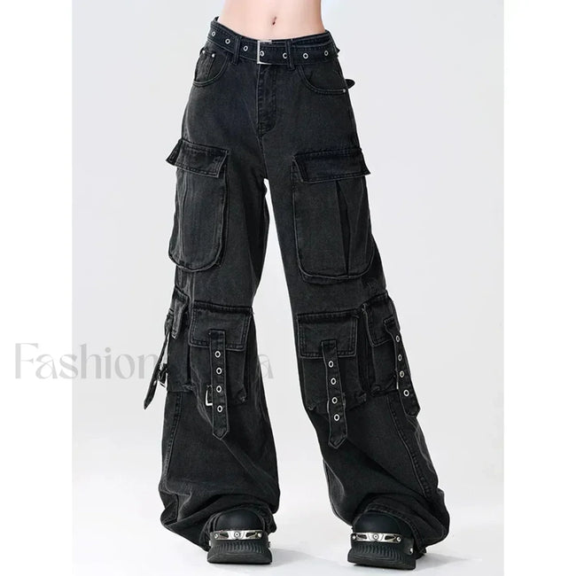 Y2K Japanese Cargo Pants for Halloween Gatherings Black / XS Main image