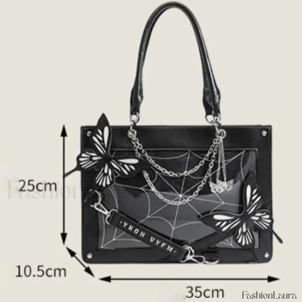 Y2K Labyrinth Butterfly Spider Chain DIY Transparent Lolita Gothic Bag