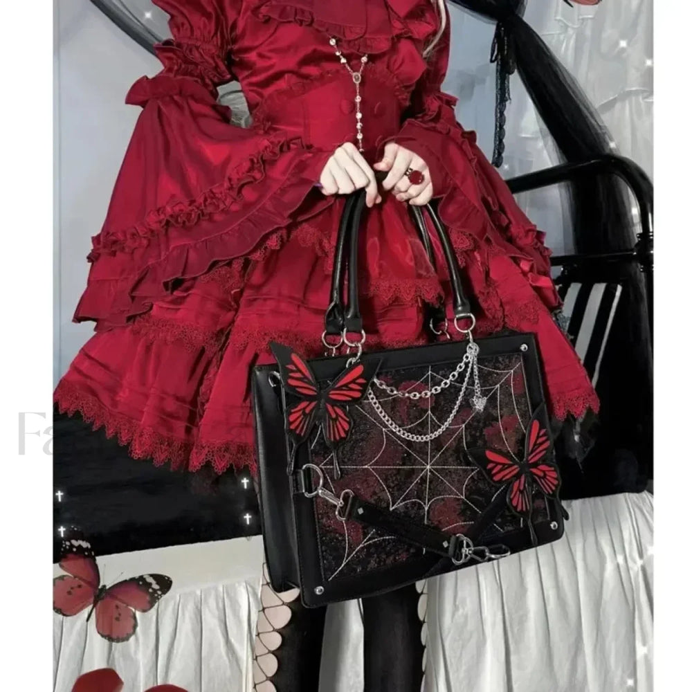 Y2K Labyrinth Butterfly Spider Chain DIY Transparent Lolita Gothic Bag