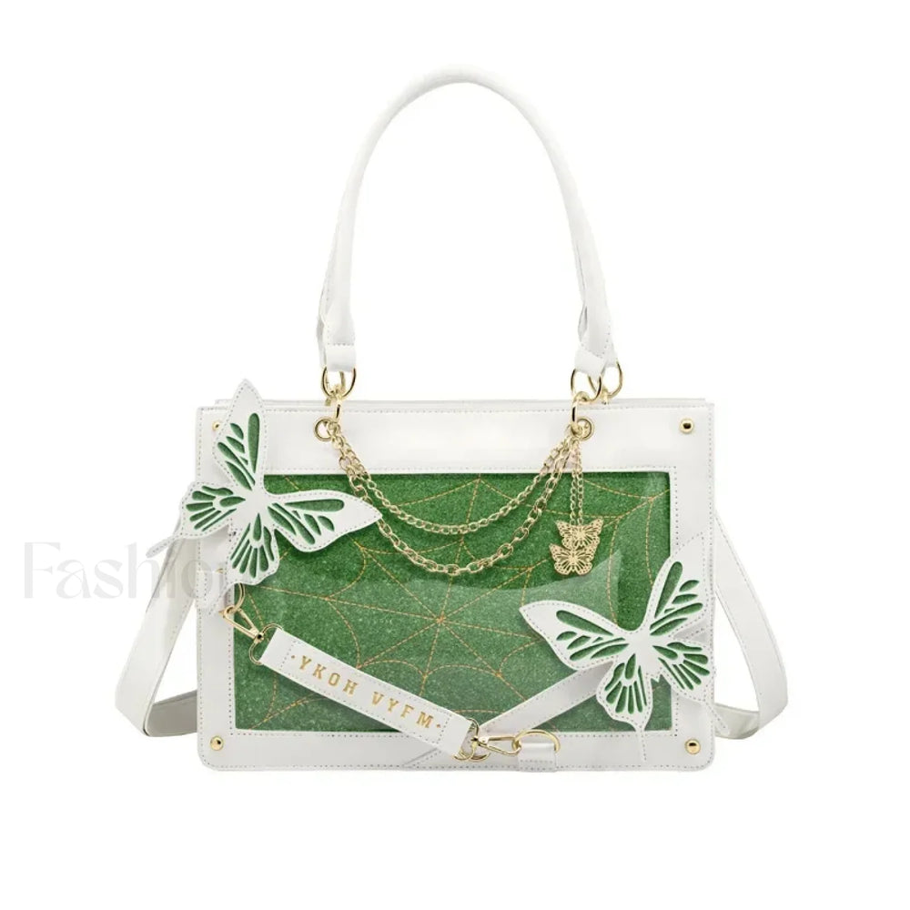 Y2K Labyrinth Butterfly Spider Chain DIY Transparent Lolita Gothic Bag White Green