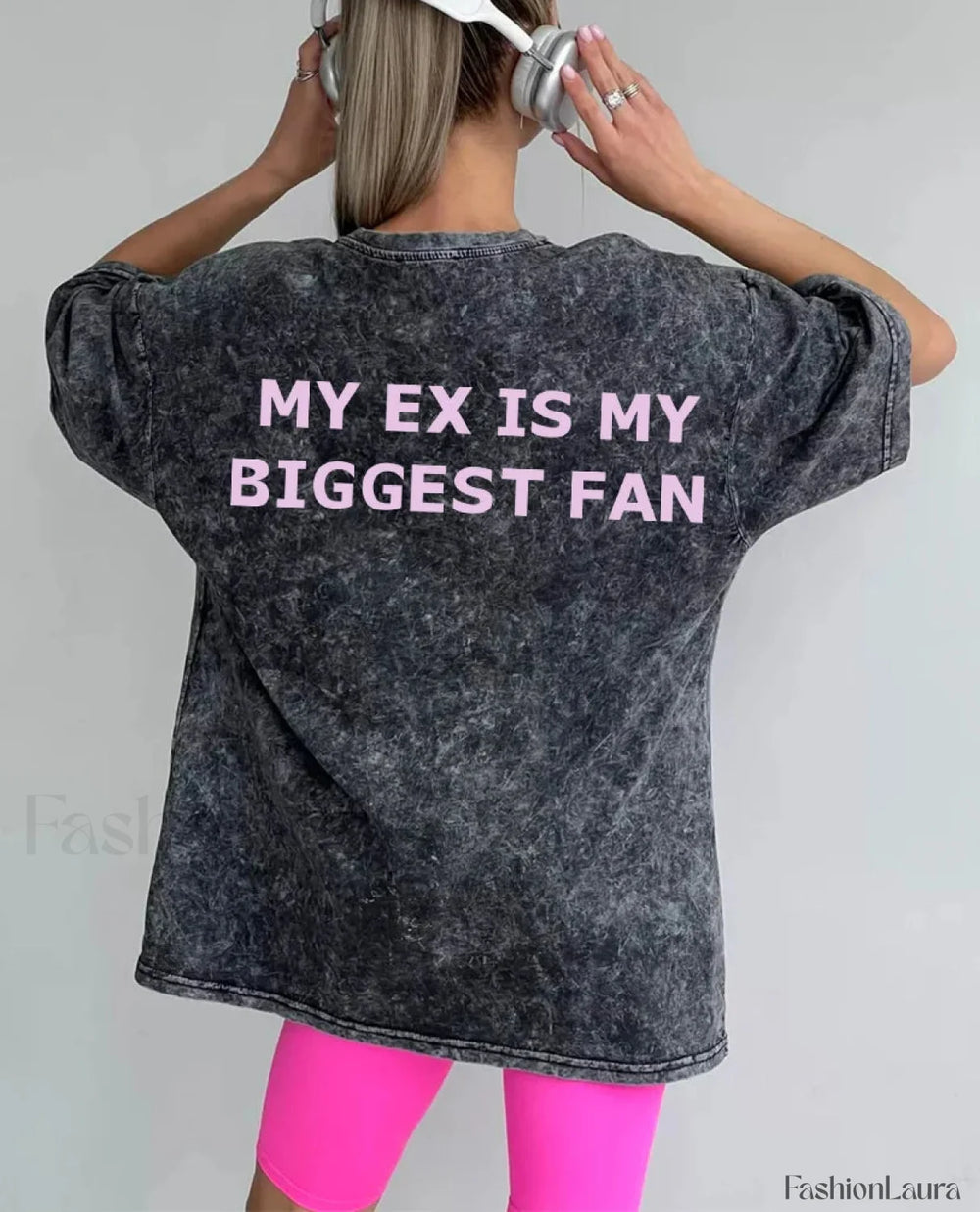 Y2K Letter Print Cotton T Shirt gray / M