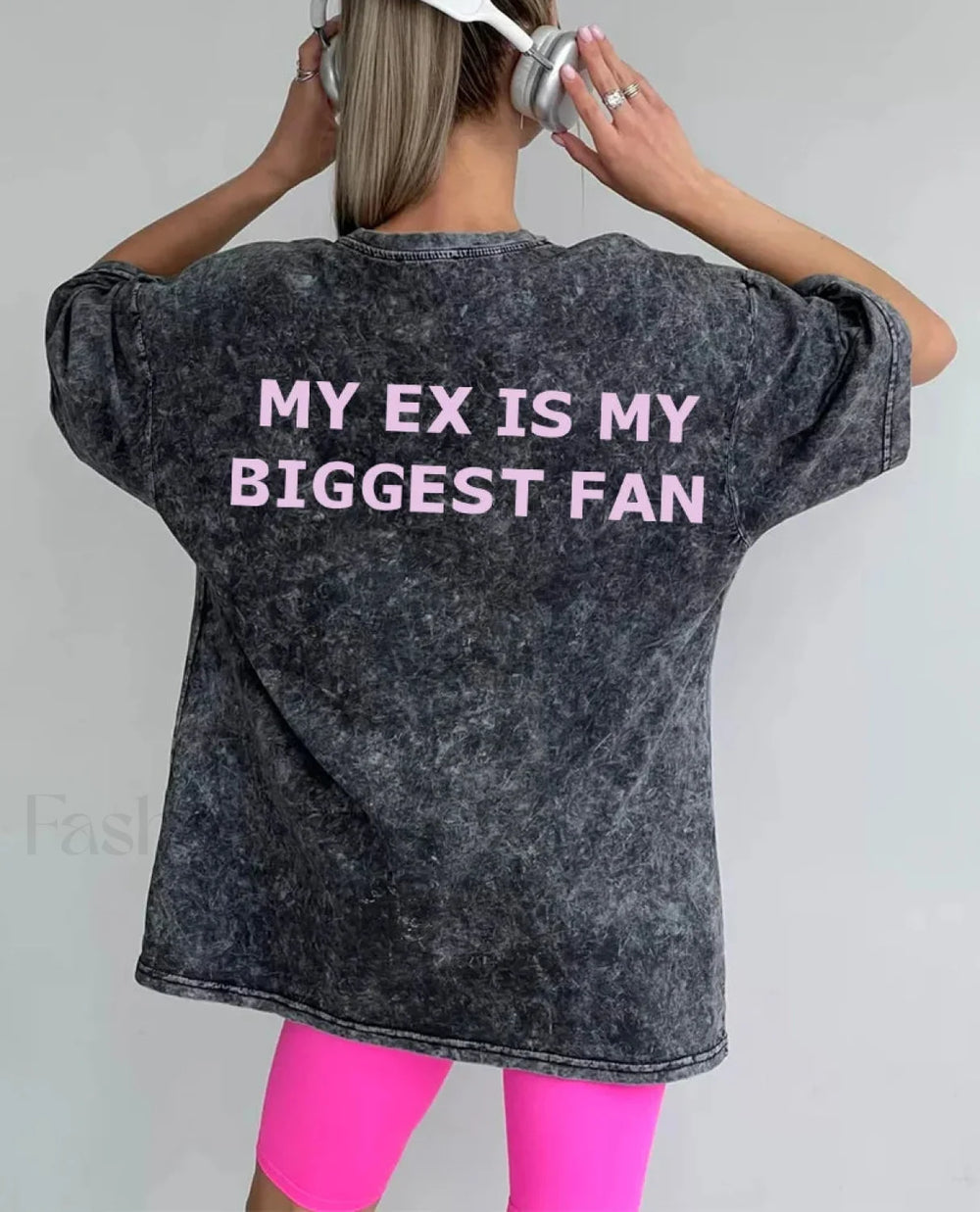 Y2K Letter Print Cotton T Shirt gray / M