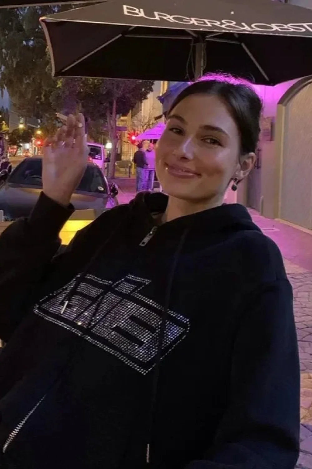 Y2K Rhinestone Zip Up Hoodie