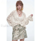 Y2K Ripped Pocket A Line Skirt Gray / S