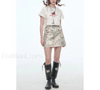Y2K Ripped Pockets Mini Skirt