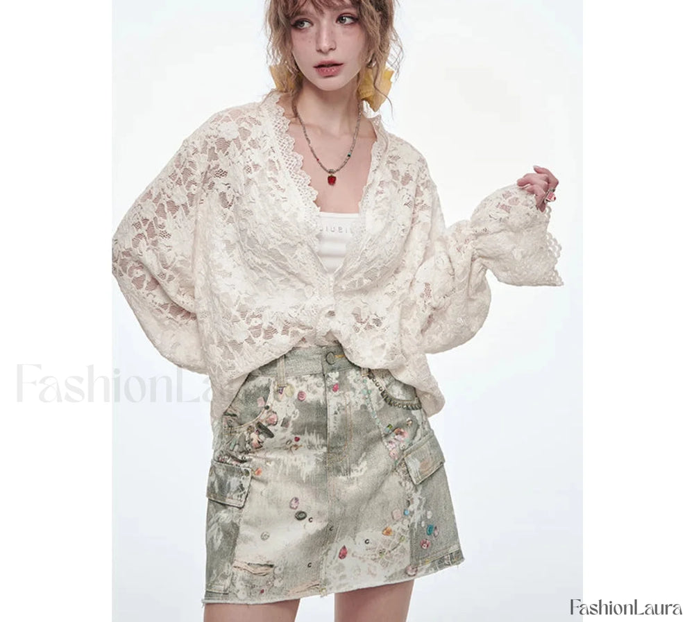 Y2K Ripped Pockets Mini Skirt