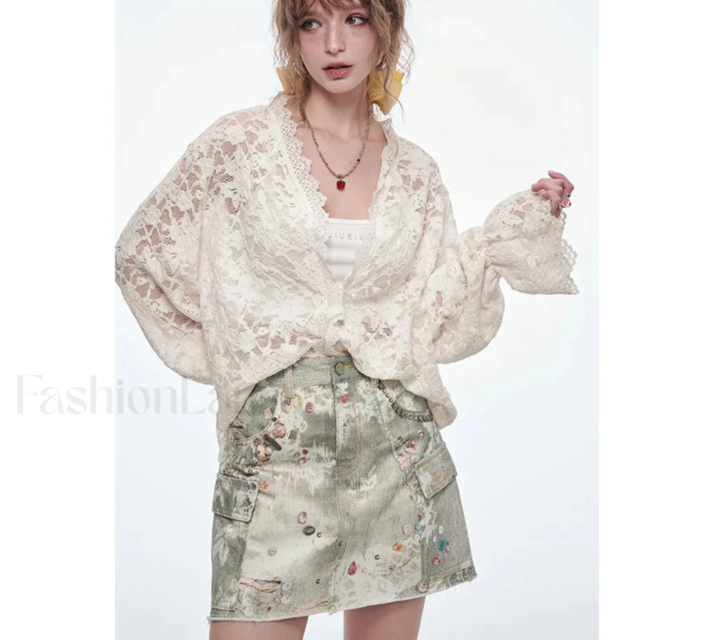 Y2K Ripped Pockets Mini Skirt