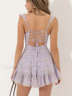 Y2K Ruffle Sleeve Floral Dress