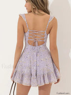 Y2K Ruffle Sleeve Floral Dress