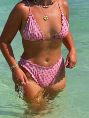Y2k Ruffle Tie Up Bikini Set