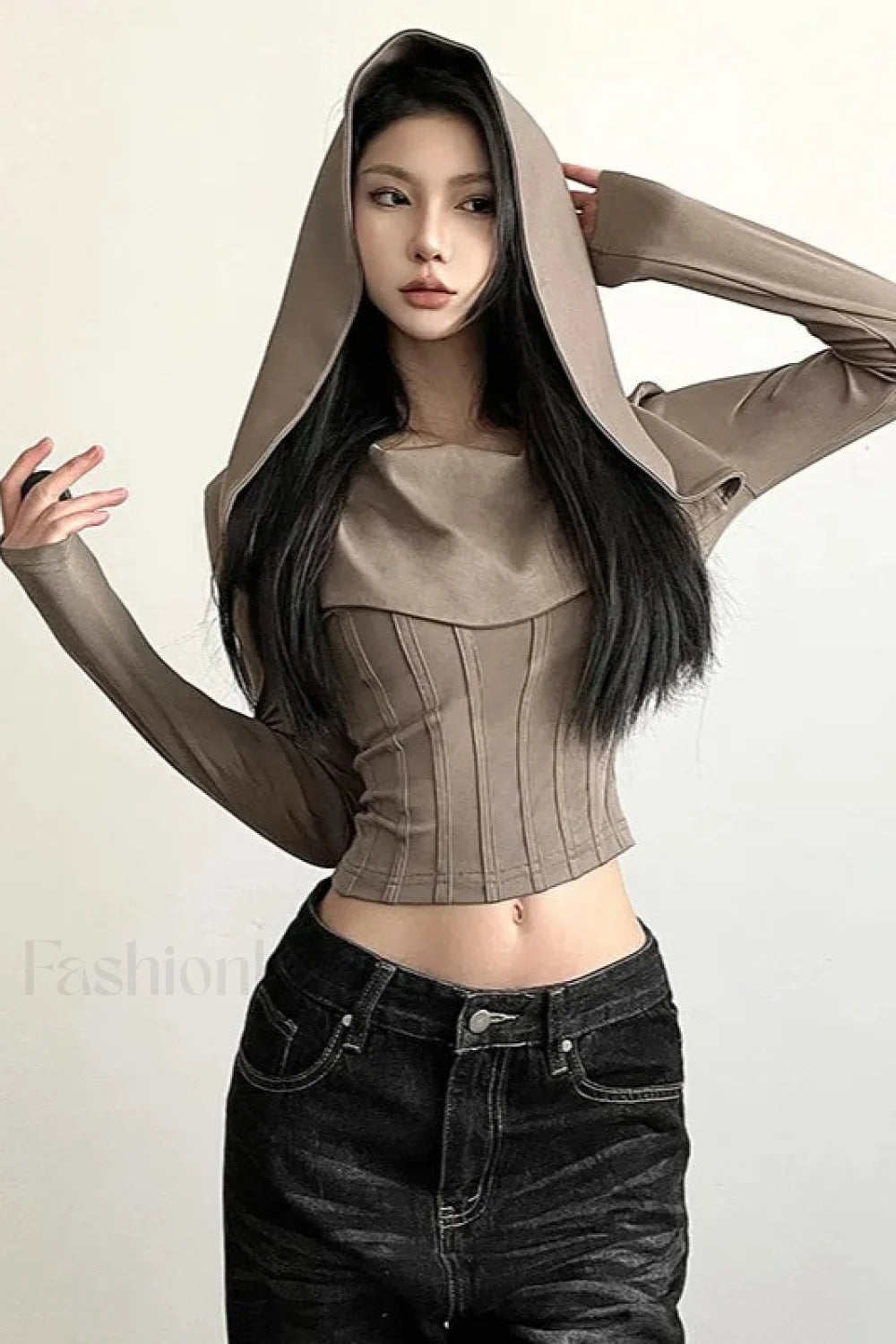 Y2K Streetwear Hooded Crop Hoodie